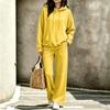 Women's Casual Hooded Sweatshirt and Pants Set with Pockets for Fall and Winter