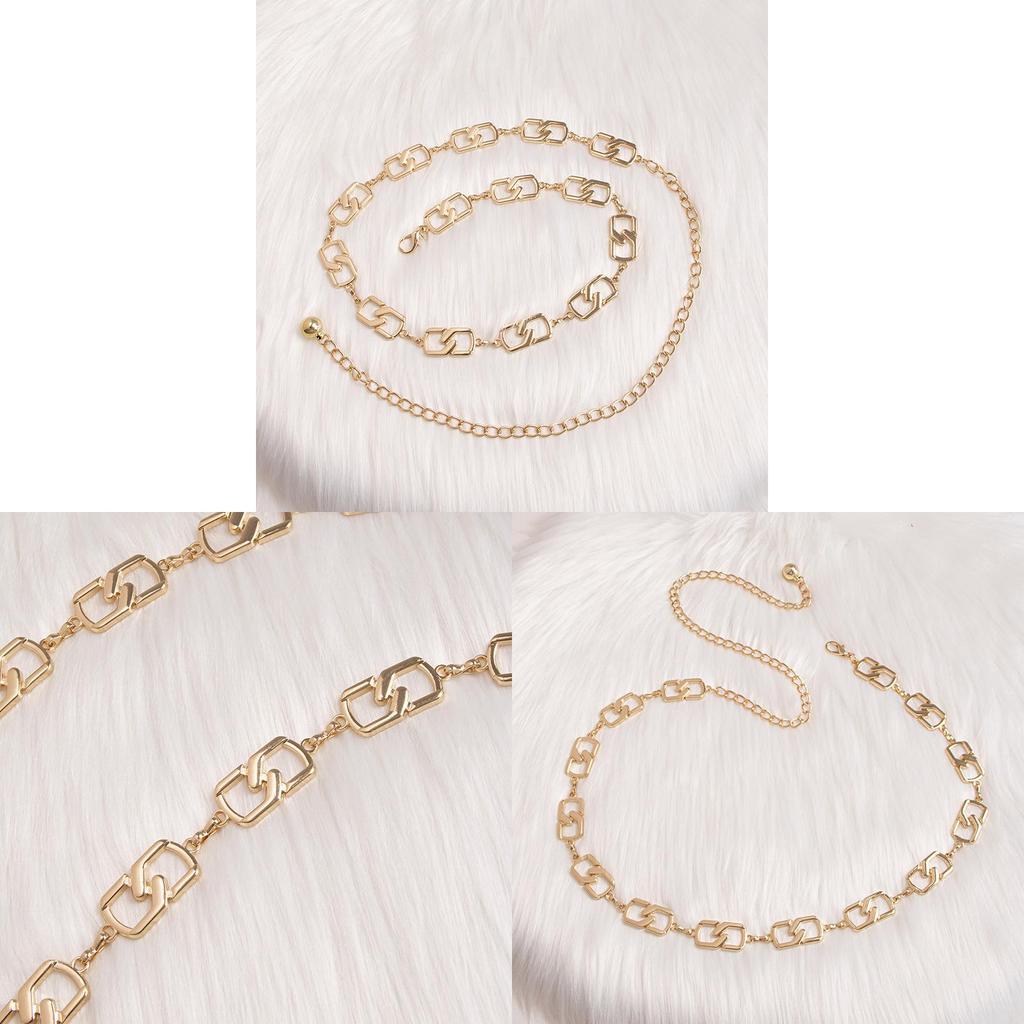 Stylish Gold Female Waist Chain With Engraved Details For Spring And Fall Fashion