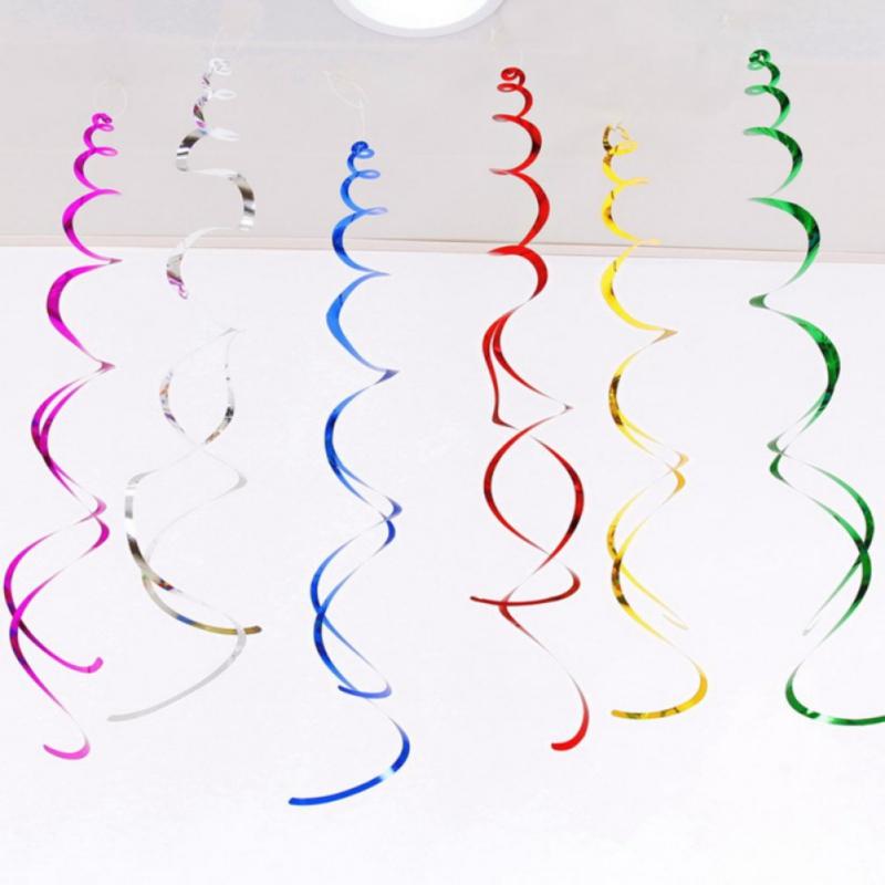 6pcs Spiral Pendant Dangling Swirls Wedding Balloons Garland Wall Hanging Decoration Birthday Party Christmas Halloween Decors