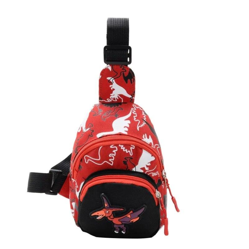 Sac à bandoulière mignon pour garçons, sac de loisirs en plein air, petit sac de poitrine imprimé dinosaure, sac messager de dessin animé pour bébé