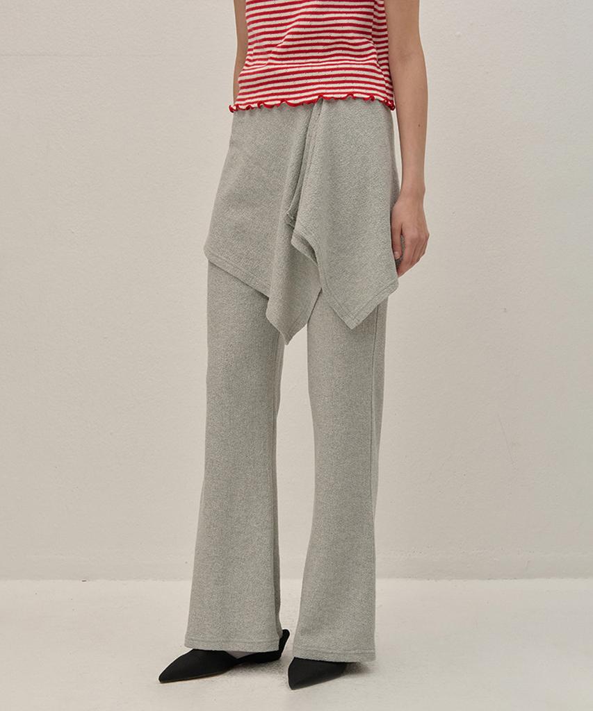 Kamino Terry Wrap Skirt Bootcut Pants Gray