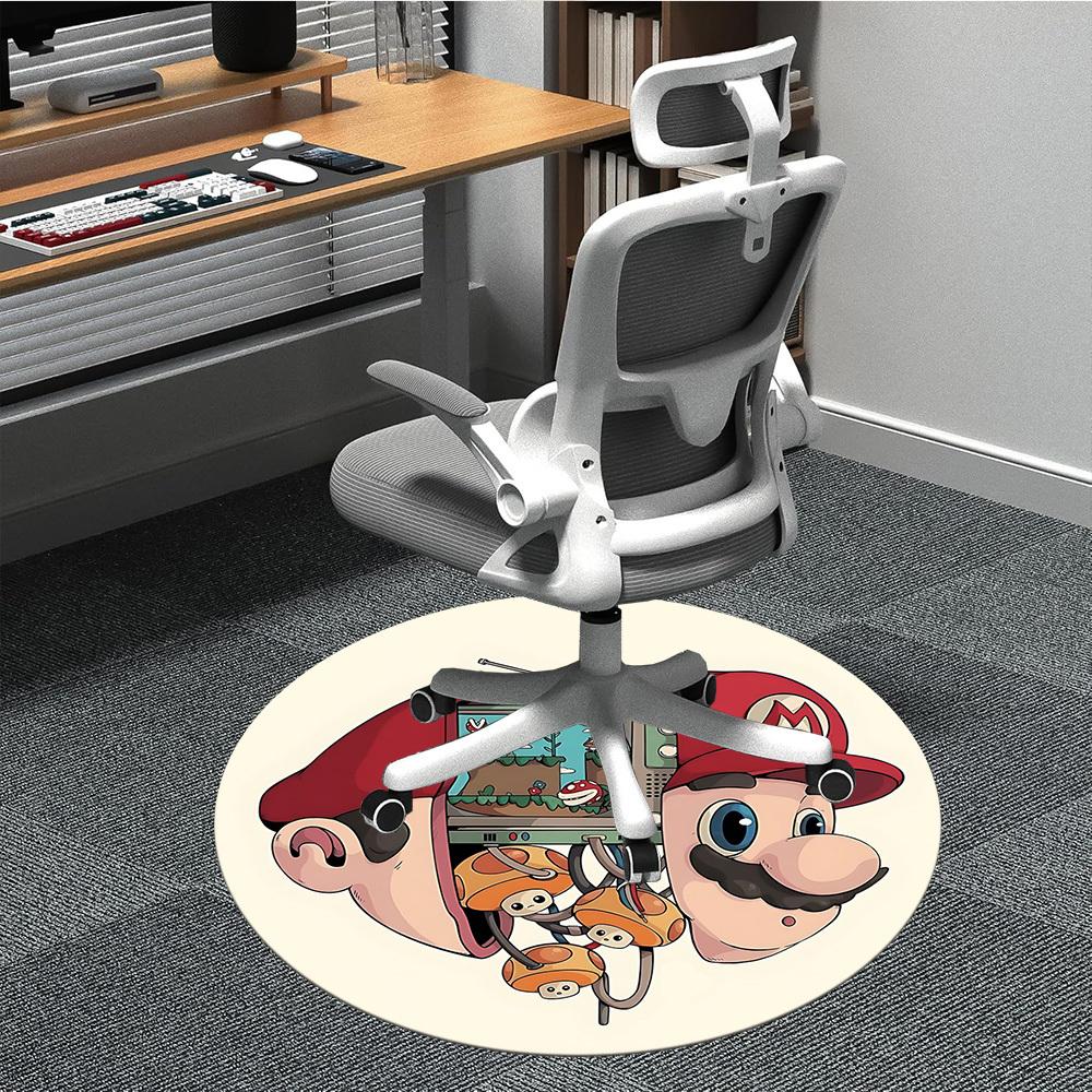 

1PC Mario Mushroom Office Round Area Rug, Indoor Mat Suitable For Office, Under Office Chairs Bedroom Living Room Home Decor DT1212084 80cm by 80cm