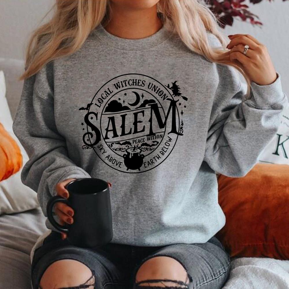 Local Witches Union Salem Sweatshirt Halloween Sweatshirt Women Hoodies Long Sleeve Witches Pullovers Fall Tops Hoodie