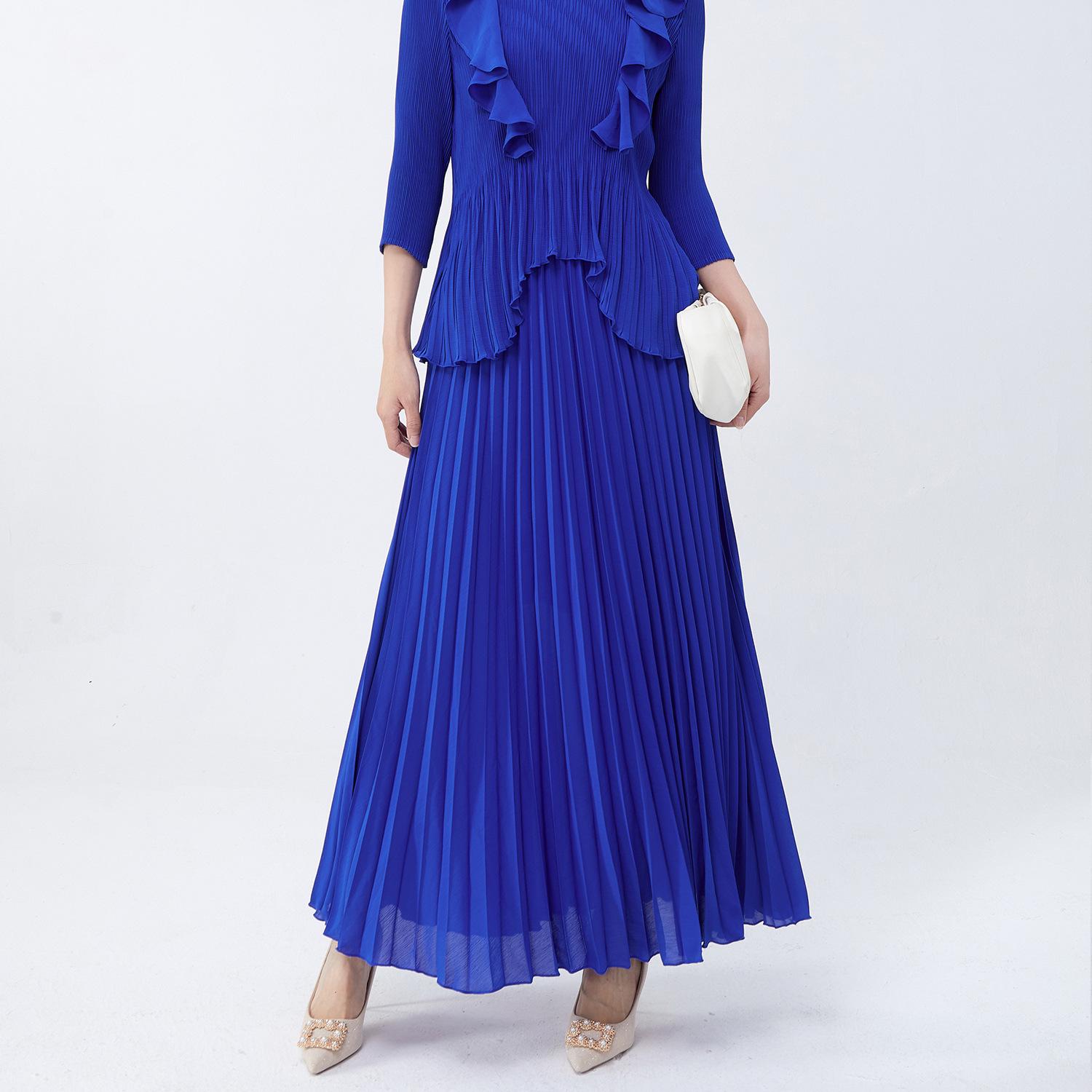 

Элегантная Универсальная Миди-юбка из Сетки - Весенне-летняя Плиссированная А-силуэта со Свободной Драпировкой One Size синий