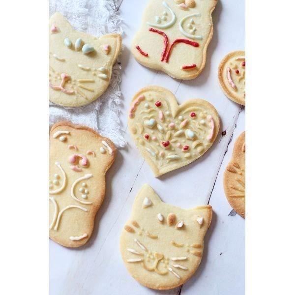 Set mit 3 Ausstechern und Prägern aus Holz - SCRAPCOOKING - Katze/Bärchen und Herz