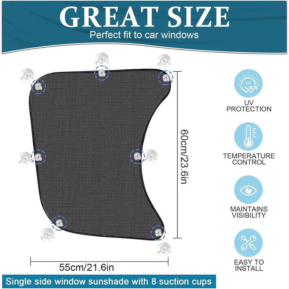 2PCS Side Window Sun Shade for Semi Truck for RV Semi Truck Volvo Trucks Freightliner Sunshade with Suction Cup UV Protection