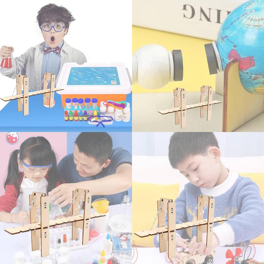 Kindergarten Students Wooden Assembled Cable-stayed Bridge Handmade Kit Cognitive Educational Toy Wholesale