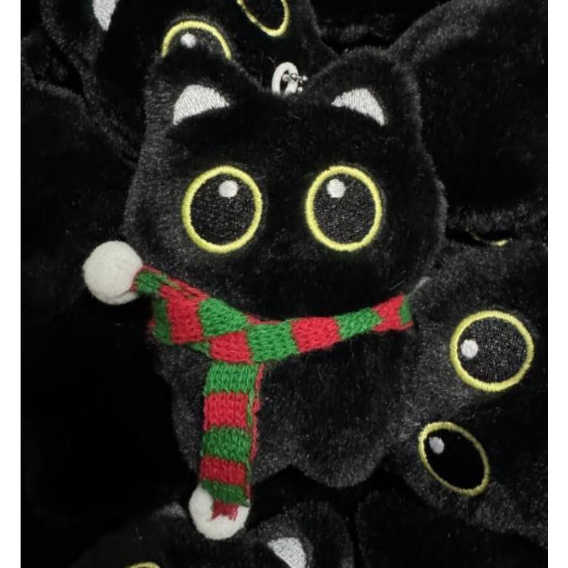 Little Black Cat Bag Pendant Cartoon Cute Animal Plush Doll Student Backpack Fashion Pendant Car Keychain Birthday Surprise Gift