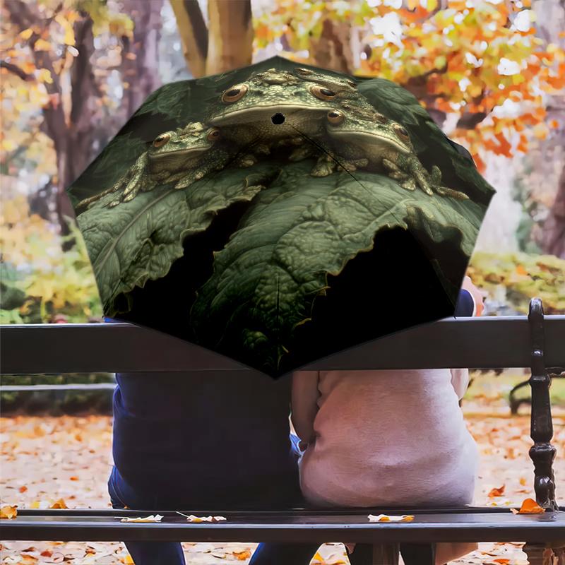 frog pattern, automatic folding umbrella, portable and foldable design, 8 ribs, a Christmas or birthday gift.