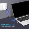 20Gbps Fast Speed Sync Type C Data Cable 240W 2 In 1 Type C Cable Type C To USB Cable Fast Charging Cable Replacement
