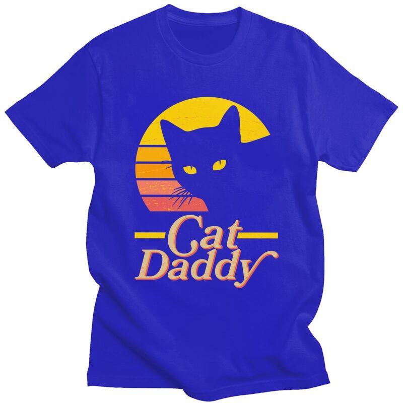 Custom Cat Daddy T Shirt for Men Tshirt Leisure Tee Short Sleeve Fathers Day Gift Tshirts Loose Fit Clothing Gift