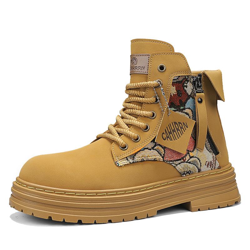 

Casual retro Martin boots autumn new men s British rhubarb boots outdoor wear-resistant non-slip heightening sports tooling boots 39