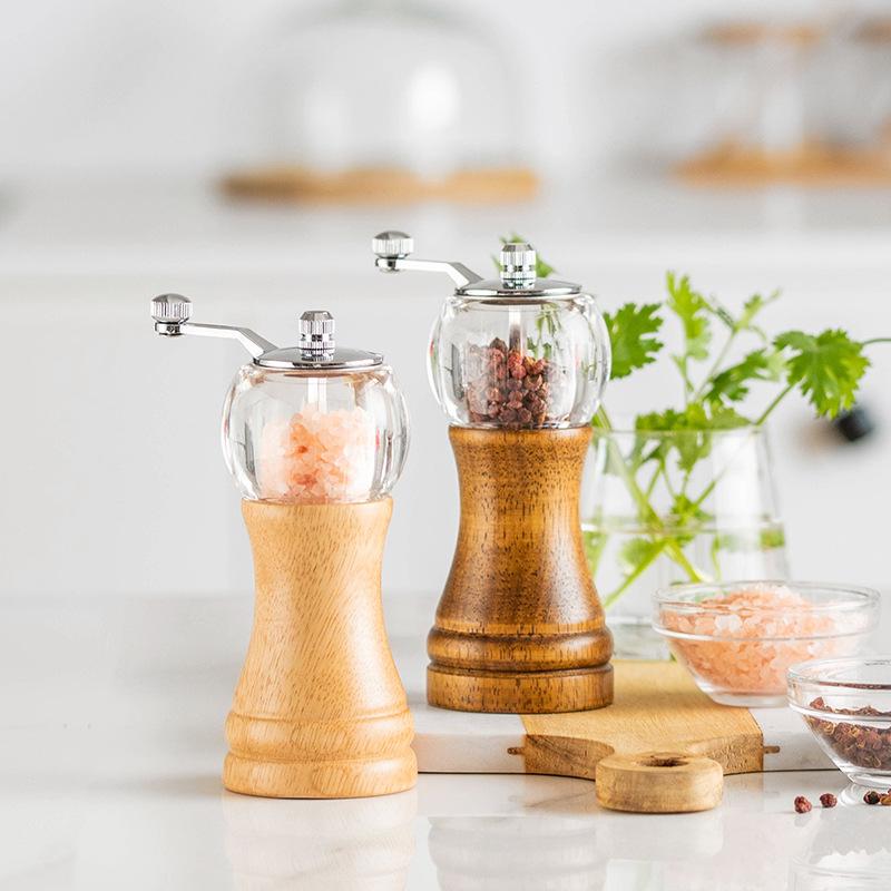 1pcs Patchwork Hand Crank Pepper Grinder Adjustable Hand Grinder Coffee Bean Kitchen Household Seasoning Bottle