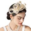 Bride Headband Feather Fascinator Headband Retro Large Floral Hair Clip Cocktail Wedding Party Bridal Hat Decor Ladies Headwear