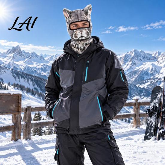 Cappuccio con Fantasia di Animali Realistica Maschera Integrale 3D con Orecchie Antivento Maschera Facciale da Ciclismo per Autunno Sci Inverno Copertura Protezione Solare Costume di Halloween