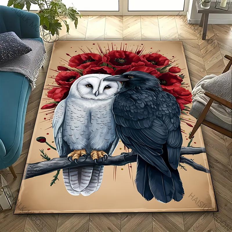 

3D HD Printing Owl Print Rug Carpet for Bedroom Living Room Decor Area Rug for Sofa Washable Floor Mat Coffee Table Special Gift 40x60cm (16x24in)