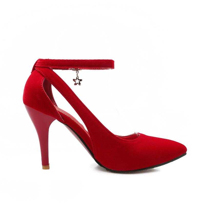 Klasyczne Damskie Buty na Obcasie Eleganckie Czółenka Buty Modne Czerwone Niebieskie Buty na Obcasie Kobieta Paski Biuro Impreza Buty Ślubne Duży Rozmiar