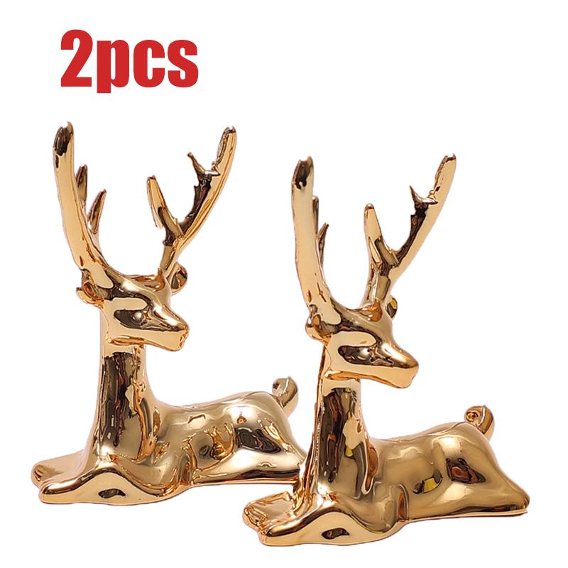 Bilsimulering Gullhjortstatue Skandinavisk stil Mini hjort Bilpynt Midtkonsoll Bakspeildekorasjon