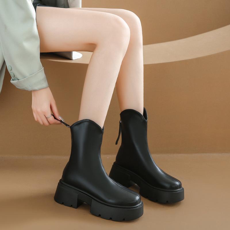 Modă Femei Cizme de Gleznă cu Platformă Modă Dama Talpă Groasă Vârf Rotund Cizme de Gleznă Cizme Scurte Iarnă Cizme Moto Bottine