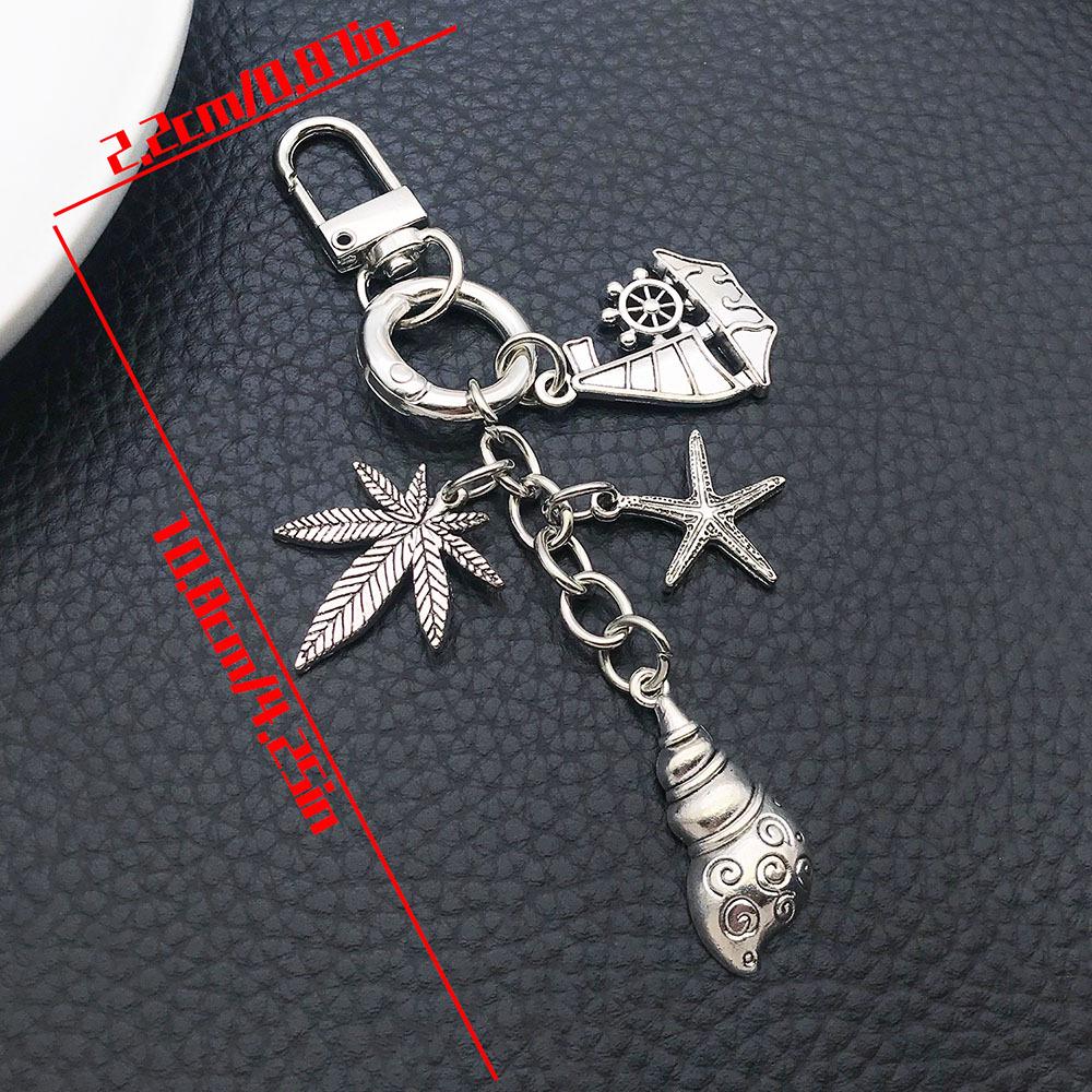 Creative Marine Life Antique Silver Seashell & Starfish Keychain Ornament