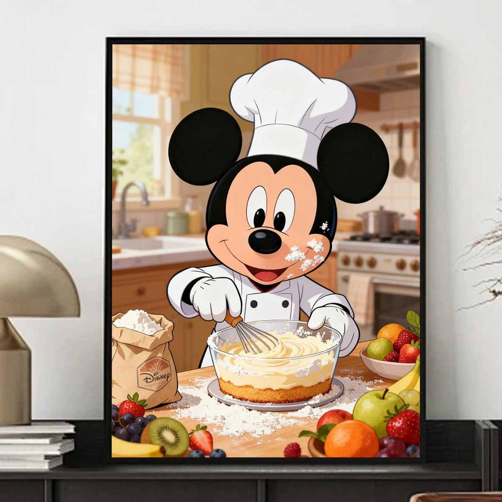 Disney Diamond Painting Kit DIY Round Mickey Chef Home Wall Decor Adult Handmade Gift for Baking Fun
