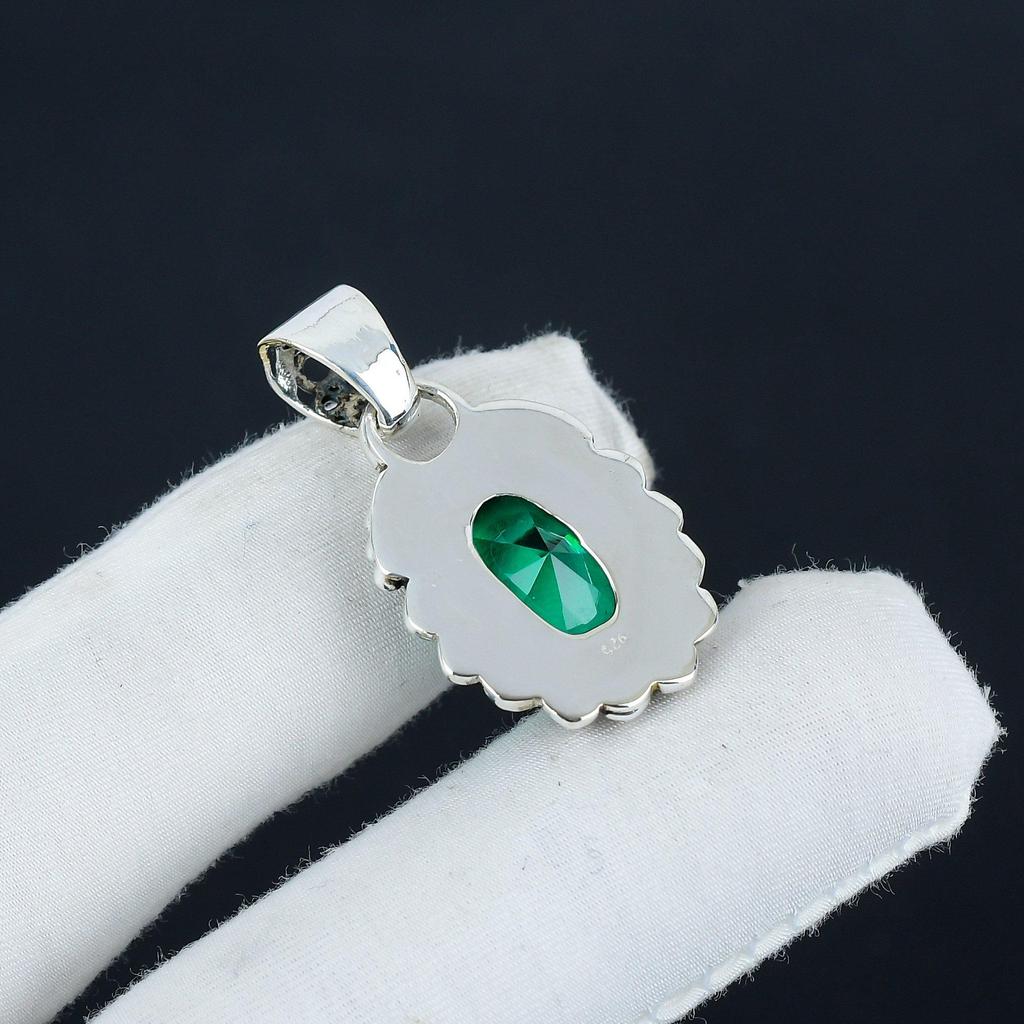 Dainty Green Apatite Gemstone Silver Cross Pendant In 925 Sterling Silver- Handmade Design, Everyday Wear Jewelry, Unique Pendant Easter Gift