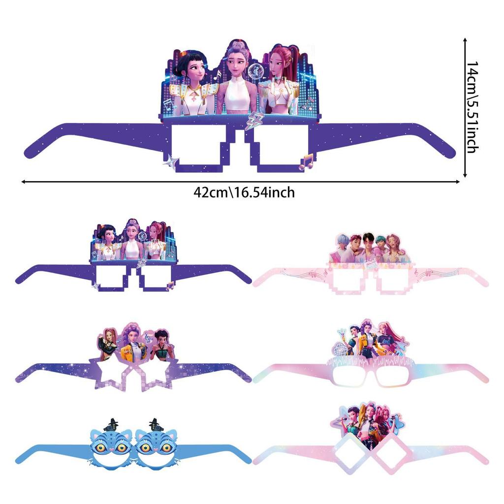 Demon Hunter K-POP Birthday Party Set: Paper Plates, Cups, Tableware, Banner, Flags