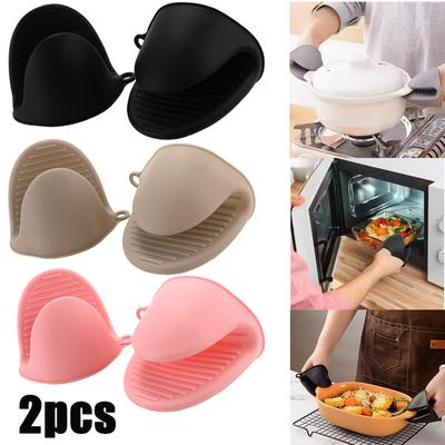 2pcs Oven Mitts Silicone Heat Resistant Pinch Mitts Anti Scalding Non Slip Thickened Gloves Microwave Grip Bowl Pot Kitchen Tool