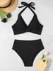 2026 Push-Up Neckholder String Einfarbig Zweiteiler Bikini Damen Bademode Weiblicher Badeanzug Badesachen Badeanzug Strandmode Sommer
