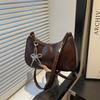 Vintage Solid Color PU Shoulder Underarm Bag for Women Textured Trendy Crossbody Bag Portable Hobo Handbag Purse