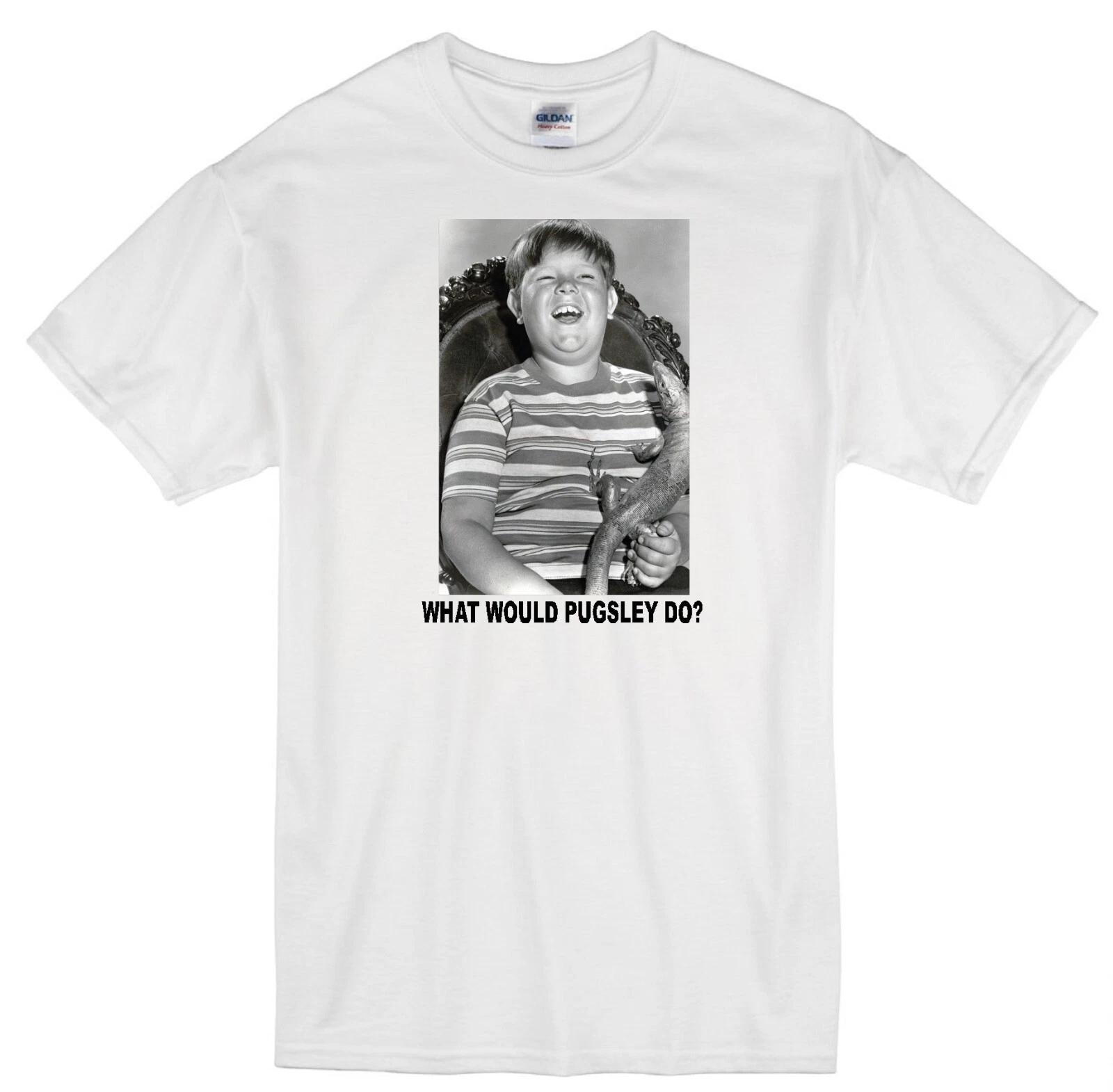 PUGSLEY WWD? ADDAMS FAMILY KEN WEATHERWAX RETRO TV SITCOM WHITE T-shirt 2XL
