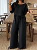 2026 Spring Plus Size Women's Retro Cotton Pants Suit – Casual Solid Color