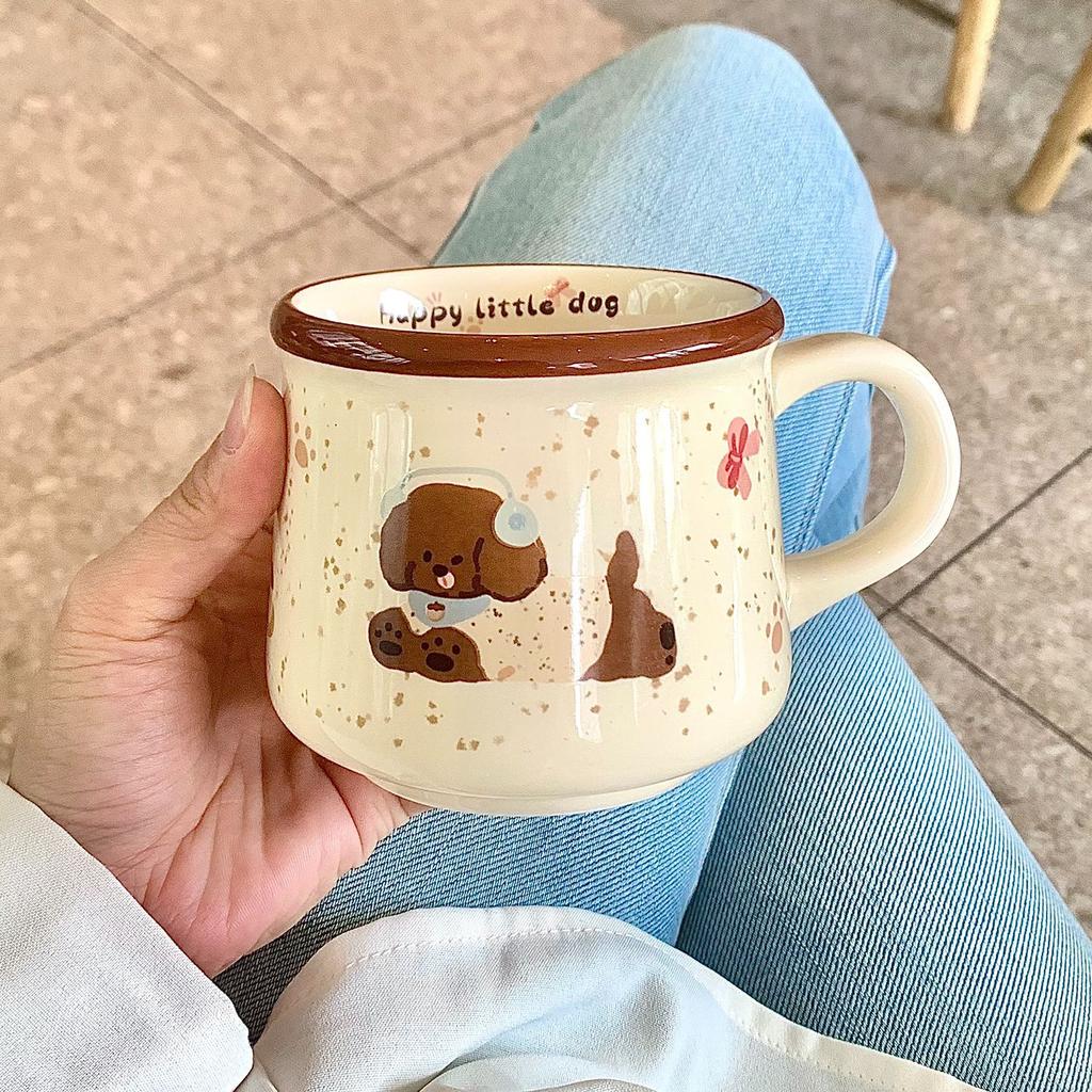 High-value Ins Wind Mug, Cute Puppy Coffee Cup, Household Ceramic Water Cup, Birthday Gift for Girls
