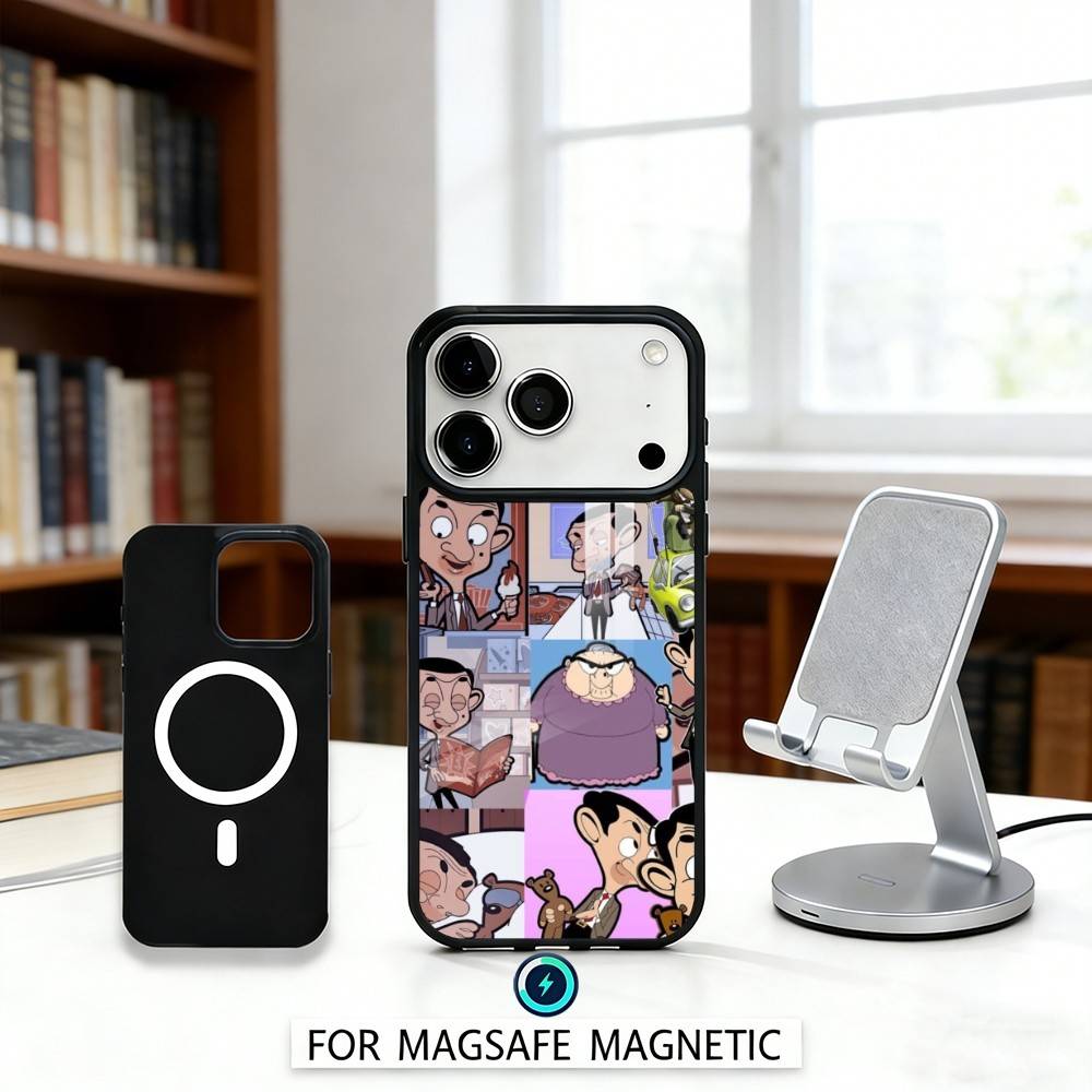 

1PC Classic M-Mr B-Bean Funny Phone Case For iPhone 17,16,15,14,13,12,Pro,Max For Magsafe Magnetic Wireless Charging iPhone17