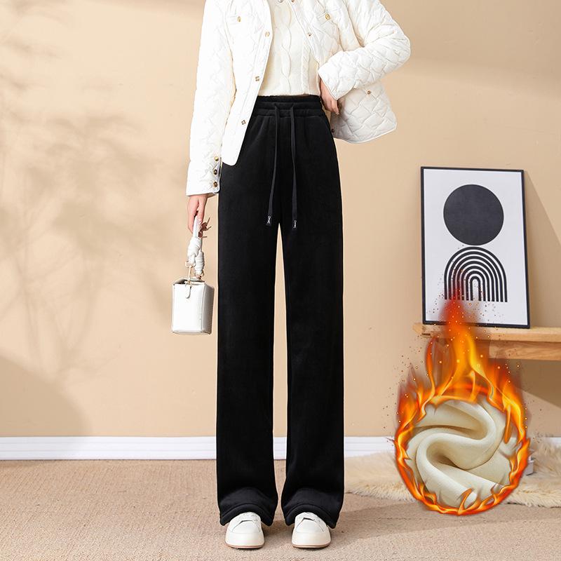 

Женские флисовые брюки-слим из шенилла - Осенне-зимние, толстый флис из овечьей шерсти, дизайн с широкими штанинами M (95-110 kg)