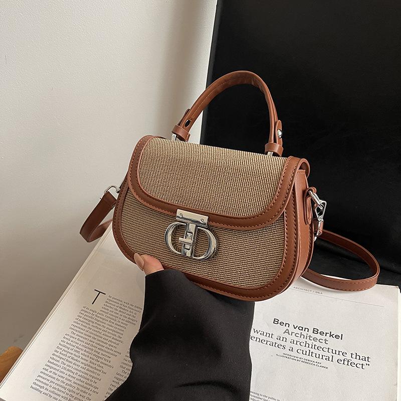 New Niche Design Popular Contrasting Color Saddle Bag Portable Shoulder Crossbody Trendy Women's Bag