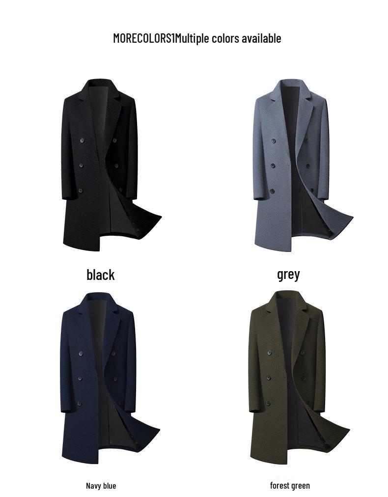 Wool Blend Men's Mid-Length Trench Coat - 2025 Autumn/Winter Collection