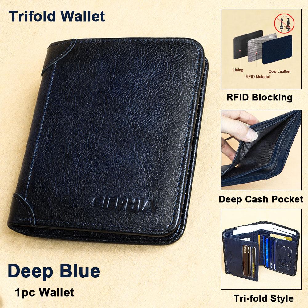 TianJinGeErLiShangMaoYouXianGongSi Echte leren RFID-portemonnees voor mannen Vintage dunne korte multifunctionele ID-creditcardhouder Geldzak met 2 ID-vensters Cadeau voor hem zwart