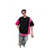 Womens Short Sleeve T-Shirt Loose Fit Color Block Casual Top Trendy Street Style