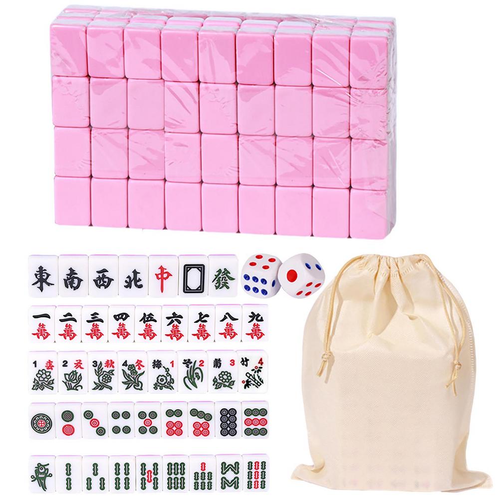 144pcs Mini Mahjong Sets Chinese Traditional Board Game With Large Storage Bag Portable Table Game For Family Leisure Time