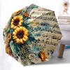 1pc Sunflowers Music Automatic Open/close Umbrella, 8-Rib Sturdy Structure, Portable Travel Umbrella, Parties, Everyday Usel053