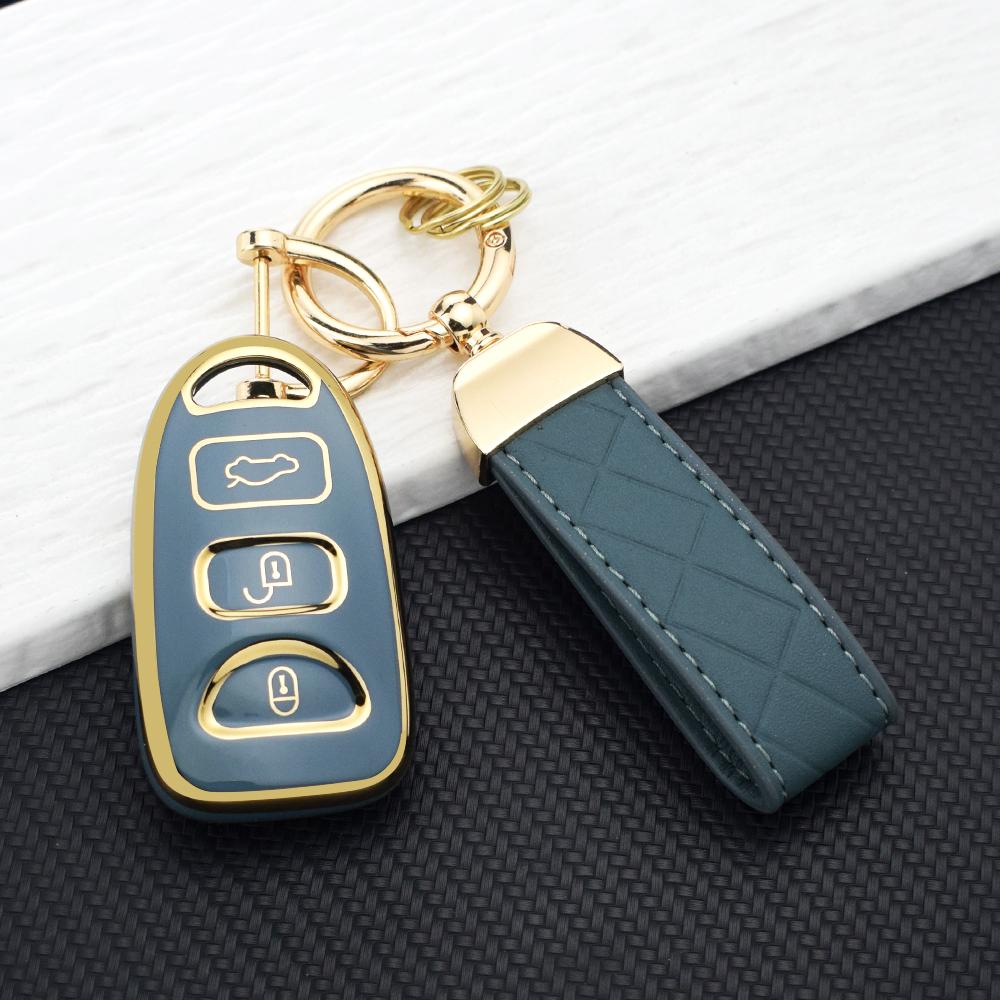 TPU Car Key Fob Cover Shell for Hyundai Kia Tucson Sonata Santa FE Carens 2007-2011 Anti-scratch Remote Key Protector Key Chain