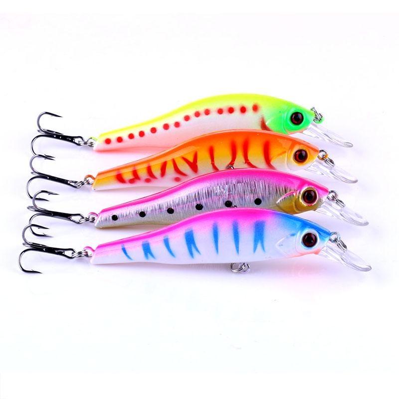 Buy HENGJIA 4pc Rattling Minnow Bait Boat Travel Fishing Tackle Plastic Hard Pike Lures at
