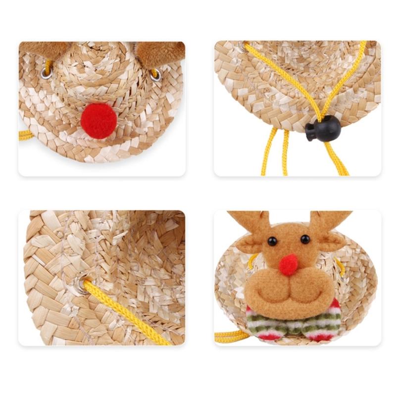 Stroh Elch Kopfschmuck Hut für Weihnachten Neujahrsgeschenk Cosplay Zubehör Kostüm Elch Hut Requisiten Kopfschmuck