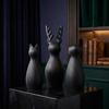 3D Printed Cat Statue Stripe Texture Pray Girl Sculpture Minimalist Tabletop Ornaments  Home