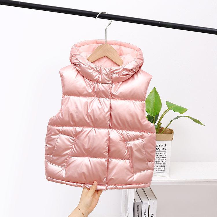 Children's Vest for Boys Girls with Hood Outerwear Kids Velvet Coat Sleeveless Down Jacket Teenagers Winter Waterproof Waistcoat