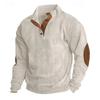Men's Pullover for Autumn and Winter, Suede Lapel Striped Sweatshirt, Casual Striped Knitted Shirt for Young People