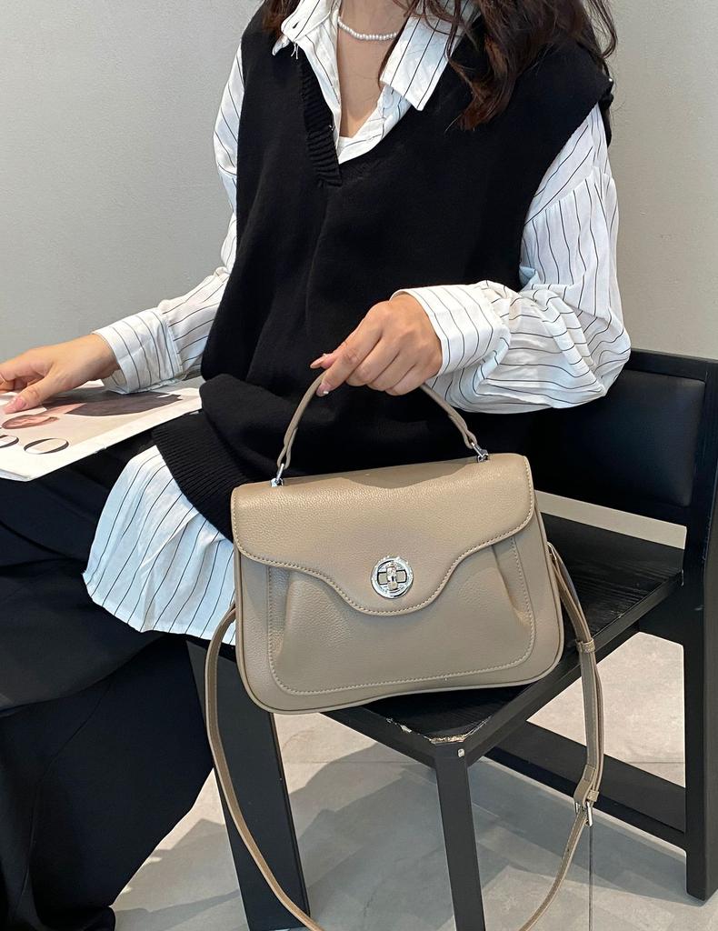 High Quality Top Layer Cowhide Handbag for Women | Genuine Leather Crossbody Shoulder Bag & Top Handle Bag Vintage Lock
