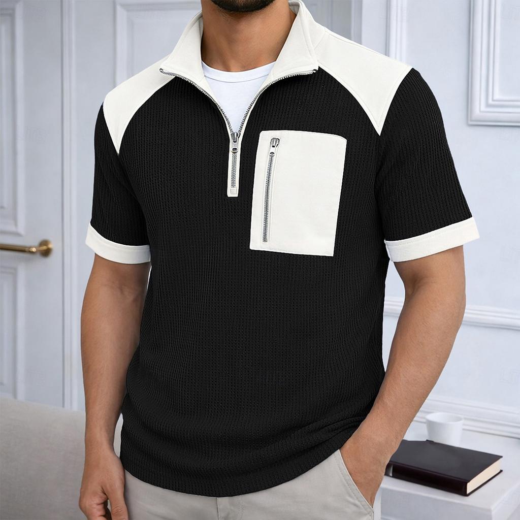 Men's Casual Zip-Up Short-Sleeve Top