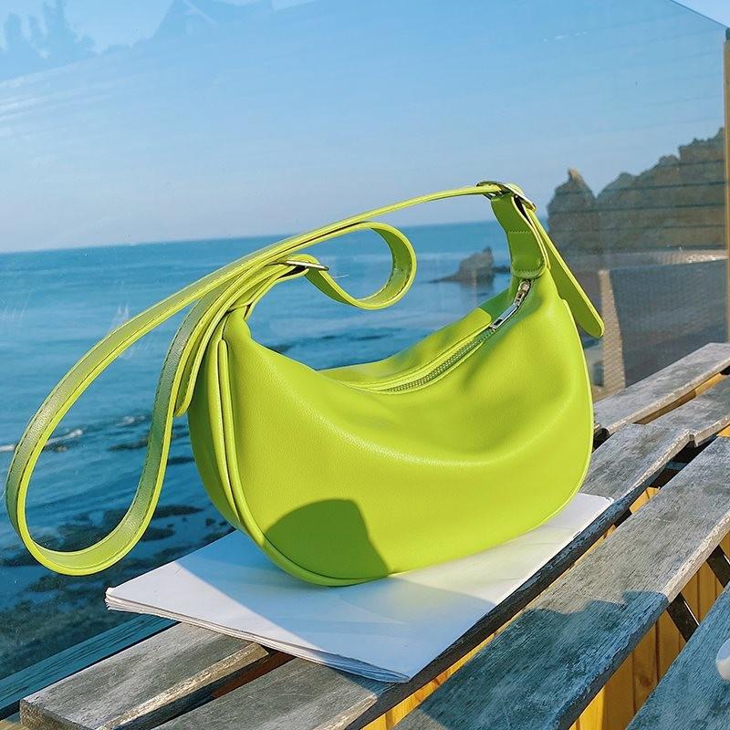 Trendy Summer Crossbody Bag For Women Stylish Soft Shoulder Bag In Green Yellow And Cream